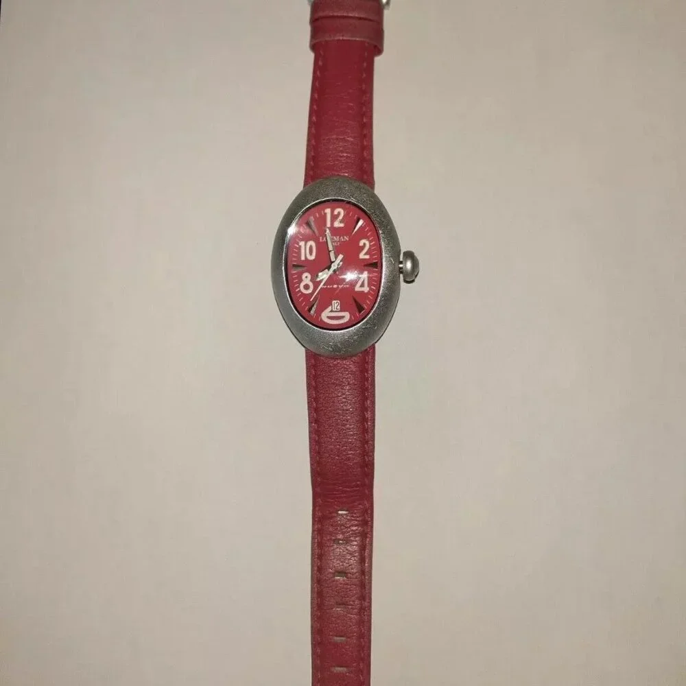 LOCMAN NUOVO-Aluminum Case Quartz Watch-Red Dial/Strap-R.E.F.015-Excellent - Picture 1 of 7